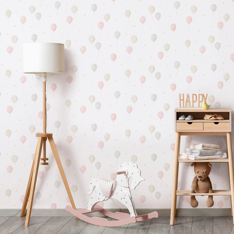 Bambino Collection Floating Balloons Wallpaper Roll, Pink