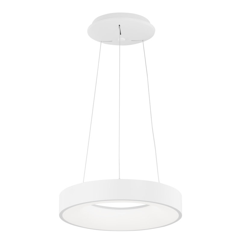 1 - Light LED Drum Pendant, 120cm H x 38cm W x 38cm D, White
