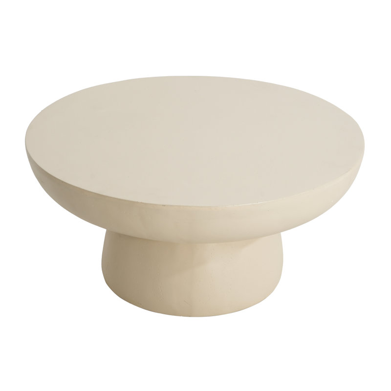 Rey Patio Round Magnesium Oxide Coffee Table, Beige