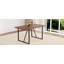 Table de salle à manger rectangulaire minimaliste rétro, plateau en bois aggloméré texturé avec pieds en métal noir