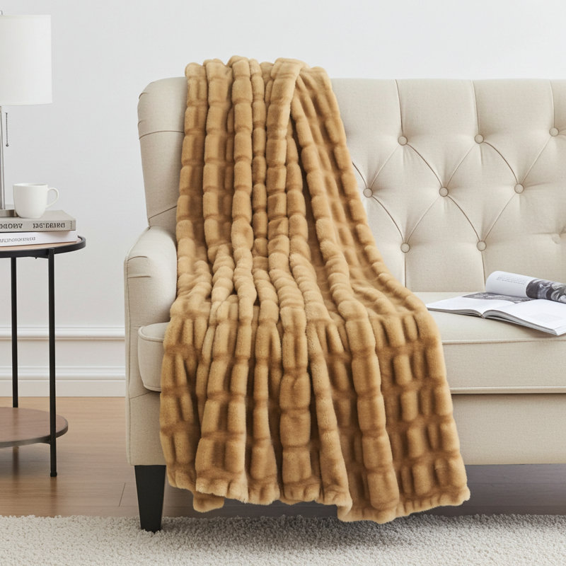 Jeté en fausse fourrure de vison Tissavel Luxury fabriqué à la main, l 114 po x L 120 po