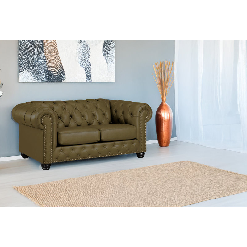 Orner 70" Leather Rolled Arm Loveseat, Taupe Leather Match