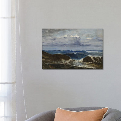 «Blue and Silver Blue Wave», Biarritz, reproduction d'art sur toile tendue