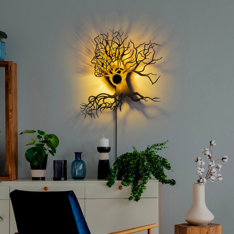 Stylish Black Wall Lamp, 20.1 x 18.5 x 3.5 Inches | 100% Metal Construction, 40W | On/Off Switch, 78.7-Inch Cable | IP20 Rated, Versatile for Living Room & Bedroom Décor | Modern Design, Easy Installation
