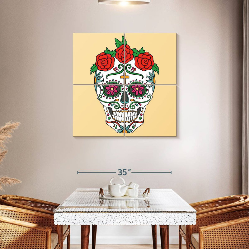 Crâne floral mexicain Kerner, H 38 po x l 38 po