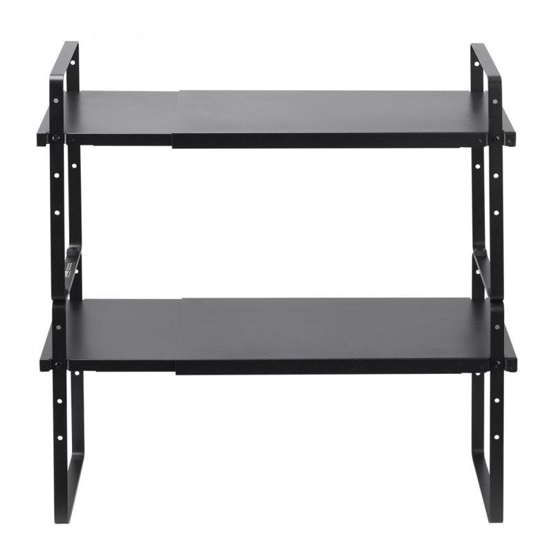 Étagère à épices de cuisine à 2 niveaux, Noir mat