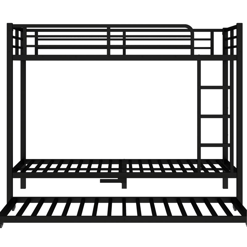 Black Twin Xl Over Metal Bunk Bed With Trundle - Heavy Duty Construction, Noise Assembly, Under Storage Function, Feature Strong And Stable, , Storage, Safe Sleep Environment