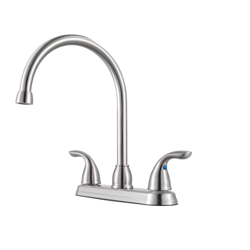 Double Handle Kitchen Faucet, Stainless Steel
