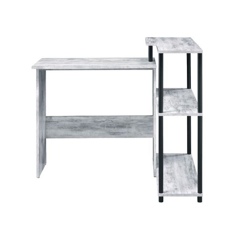 Rectangular Writing Desk With Side Shelf, White