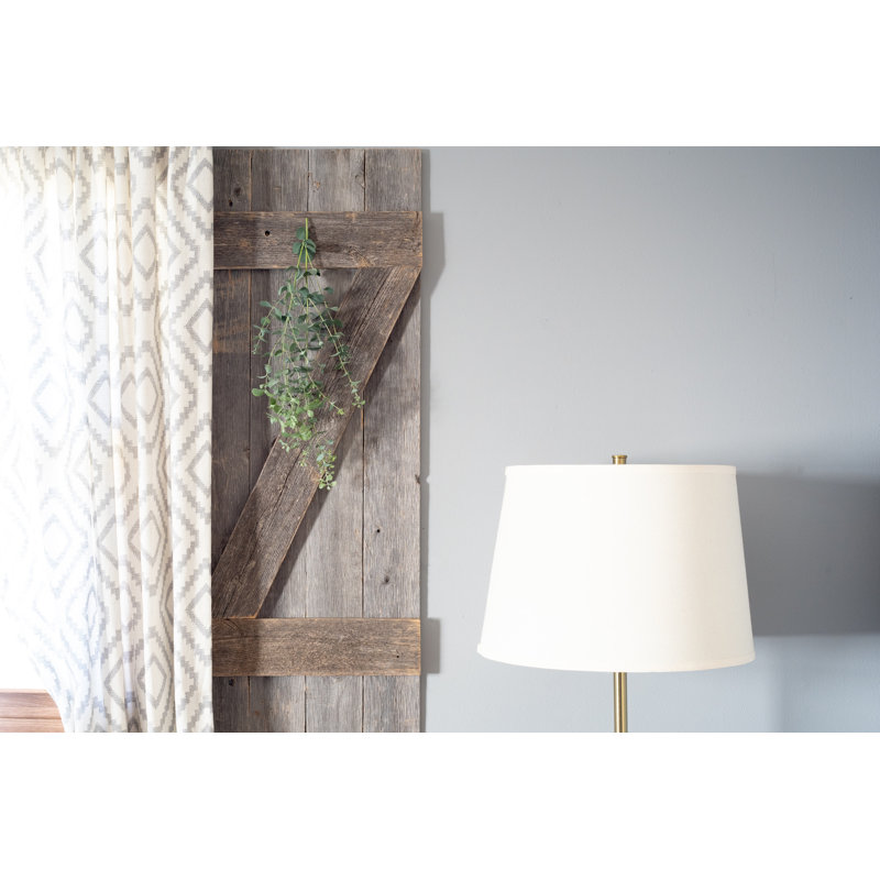 Set Of 2 Rustic Natural Weathered Grey Wood Window Shutters With Hanger