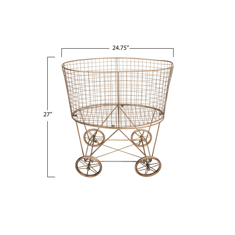 Metal Rolling Laundry Basket, Copper