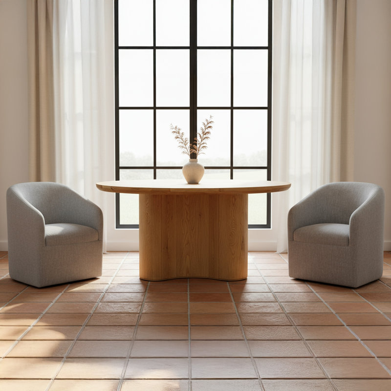 Sandy Rolling Dining Chair Off White, Grey