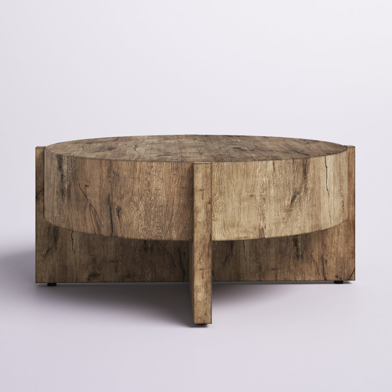 Glendo Single Coffee Table, Rustic Oak Veneer, 17.75"H x 41.5"W x 41.5"D