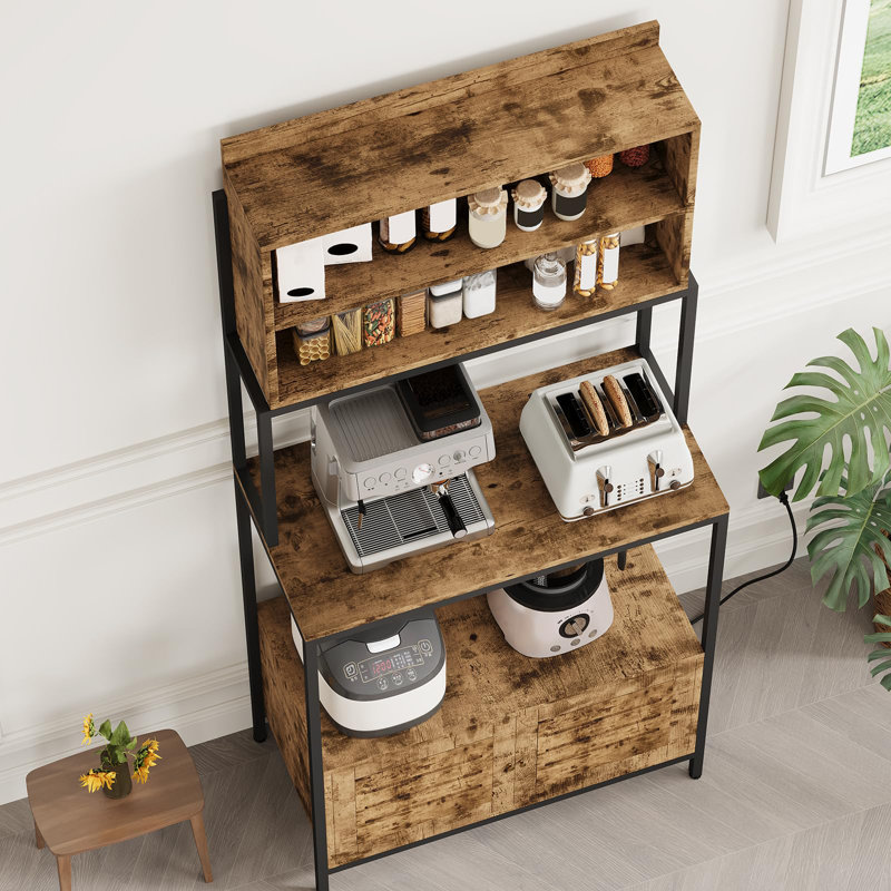 Support à micro-ondes 67,7 po avec tablettes et armoire