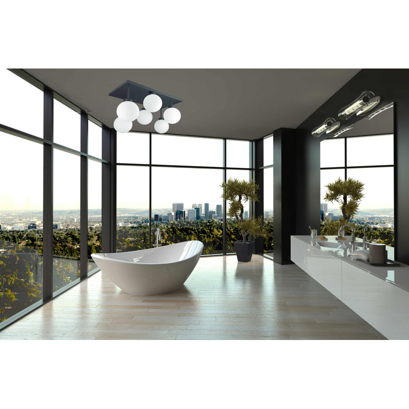 Alexzander Glass Semi Flush Mount, Black, White