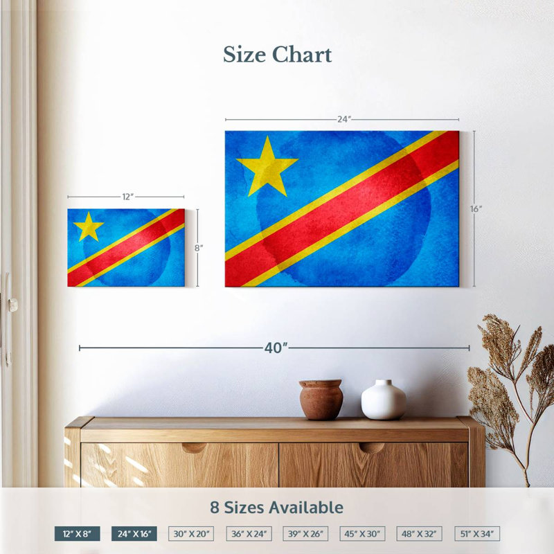 Drapeau du Congo délavé, H 8 po x l 12 po