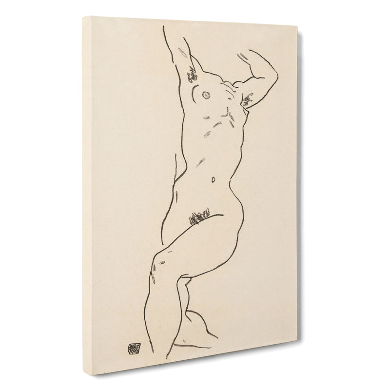 Study of a Naked Woman Vol.2 by Egon Schiele - Wrapped Canvas Drawing, 40cm H x 35cm W x 3cm D