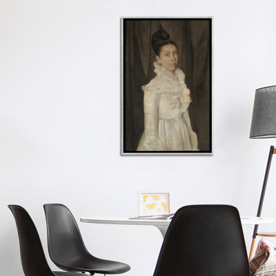Jeune femme dans une robe blanche - reproduction d'art murale - toile encadrée