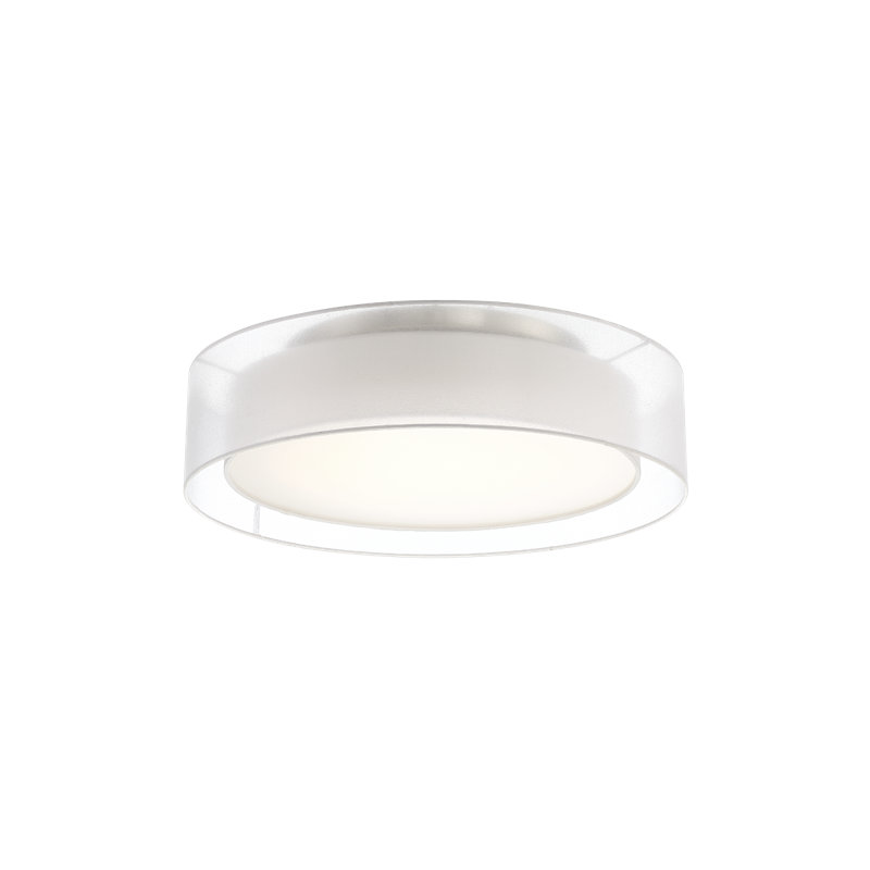 24" Metropolis Dimmable LED Semi Flush Mount Light With A Fabric Shade And Clear Glass Diffuser , 5.75" H x 24" W x 24" D