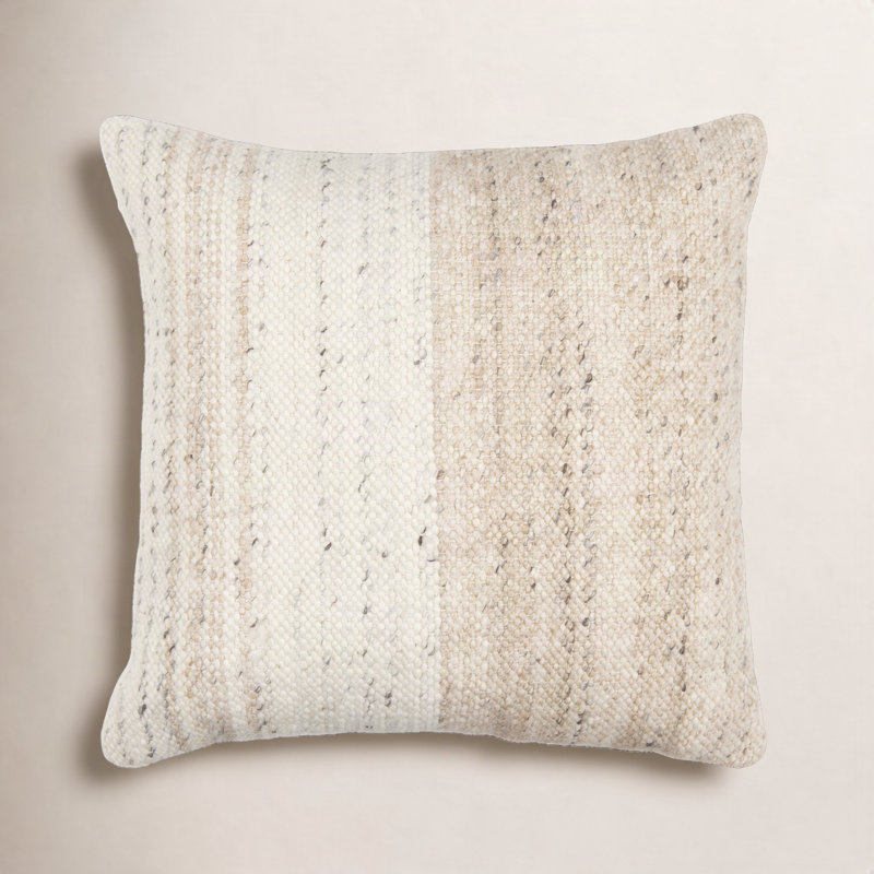 Dia Striped Wool Blend Throw Pillow, 20" x 20", Polyester/Polyfill
