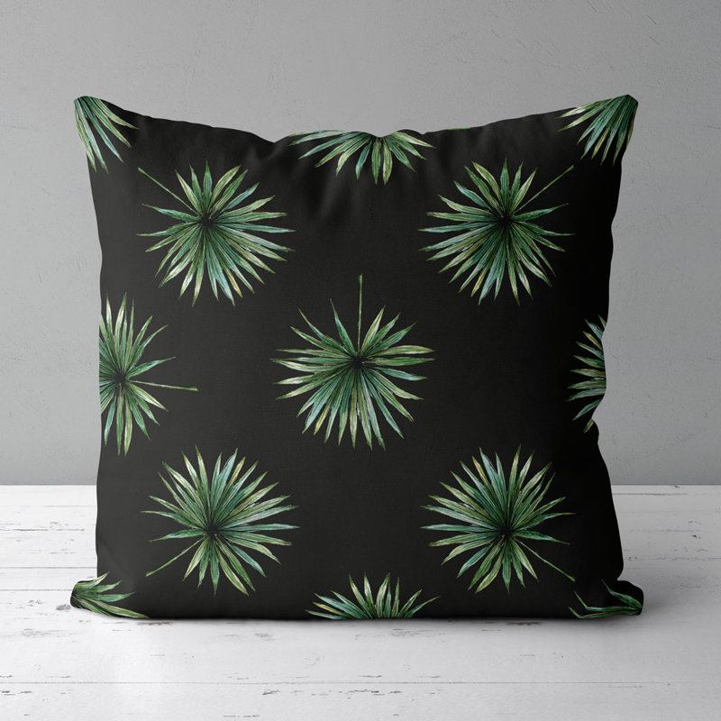 Housse de coussin carrée Venessa/insert, Noir/vert