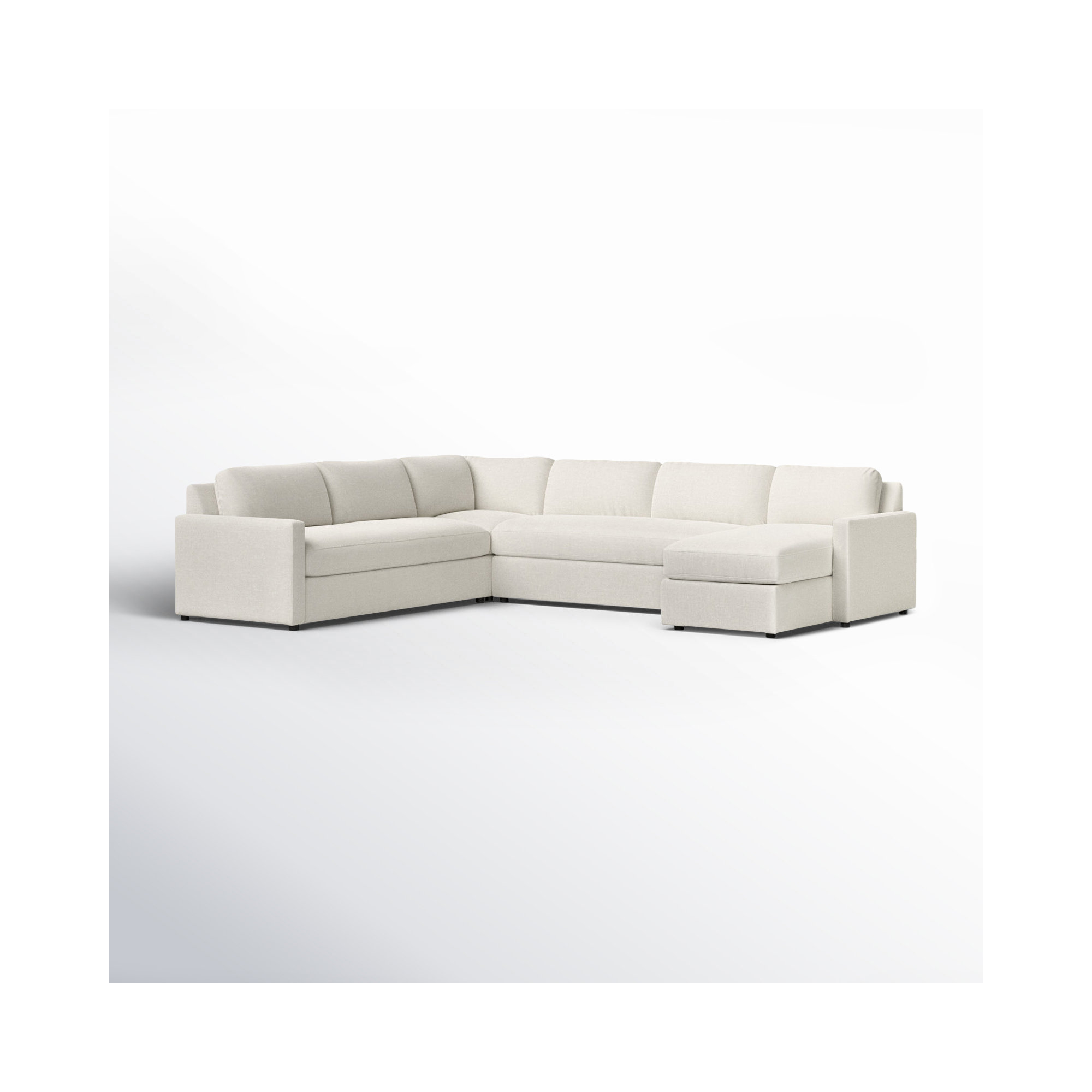 Damari Upholstered U-Sectional, Right Hand Facing, Nomad Snow Crypton® Chenille