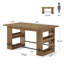 Îlot de cuisine de 63 po, îlot de rangement en bois avec comptoir et étagères, de style campagnard, convenant à la cuisine, au salon et à la salle à manger, brun