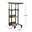  Table d'appoint roulante avec plateau réglable, structure en métal, tablettes de rangement et roulettes verrouillables pour le salon ou le bureau, naturel et noir