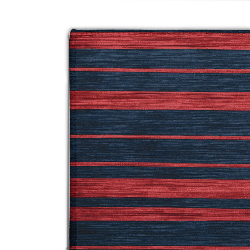HorizontalStripes Gray Indoor and Outdoor Area Rug, Rectangle 4' x 6'