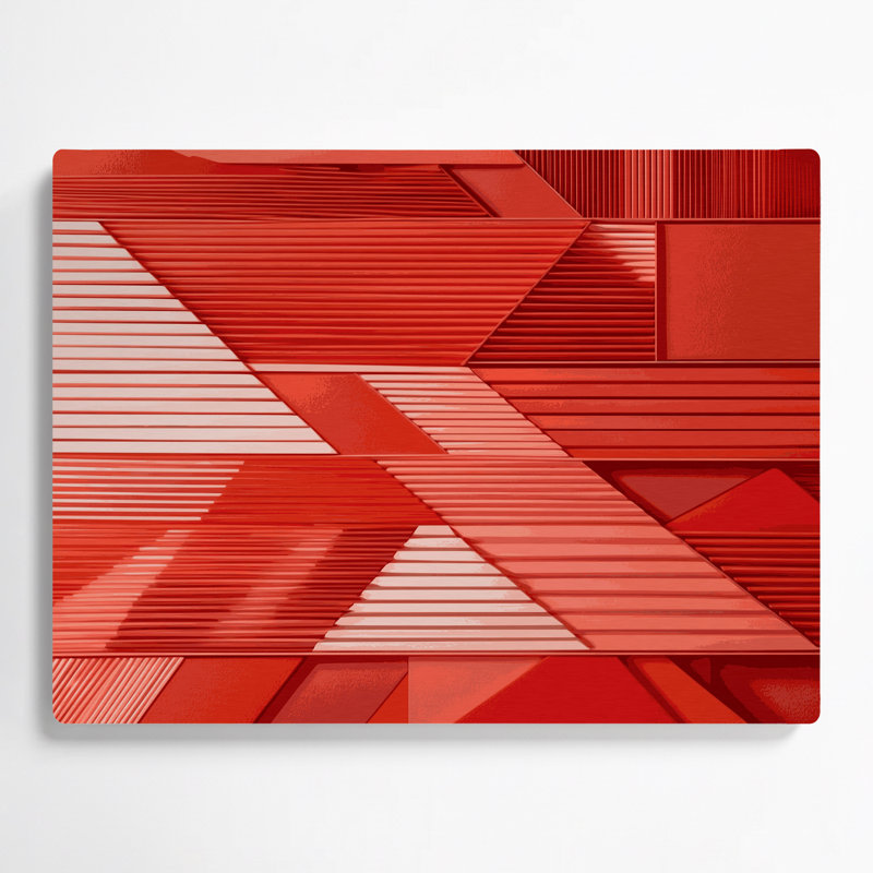 Geometric Abstraction 28 Red Metal Wall Art, 11" H x 14" W