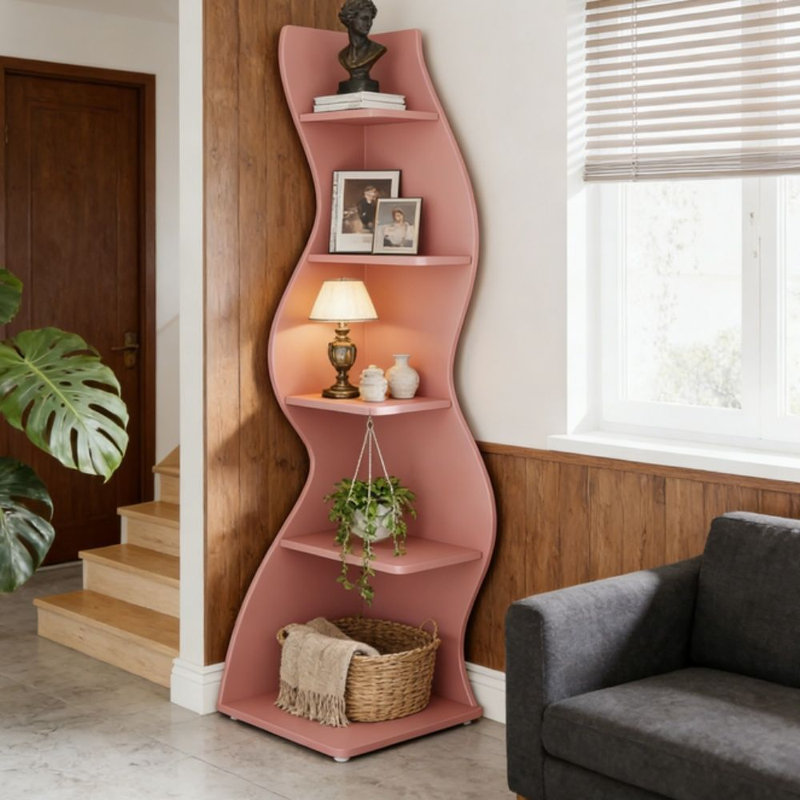 Grande bibliothèque moderne avec tablettes ouvertes, rangement autoportant pour bureau de chambre à coucher