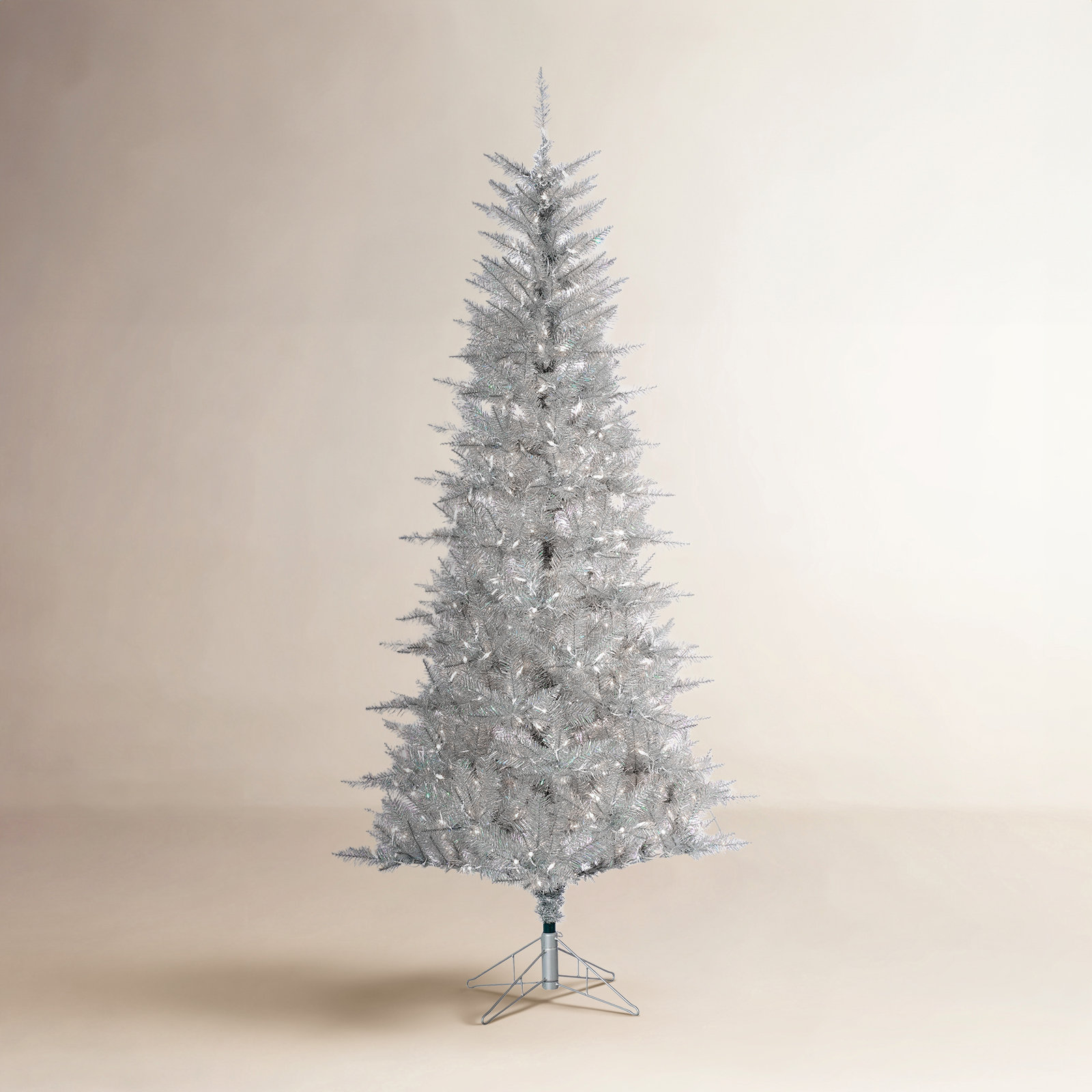 Levion Silver 7.5' Pre-Lit Pine Tree, 90" H x 44" W x 44" D