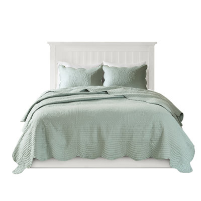 Courtepointe réversible à bord festonné 3 pièces double / grand, housse en microfibre, rembourrée de coton, facile à laver, couche de surface campagne, lavable à la machine, atmosphère