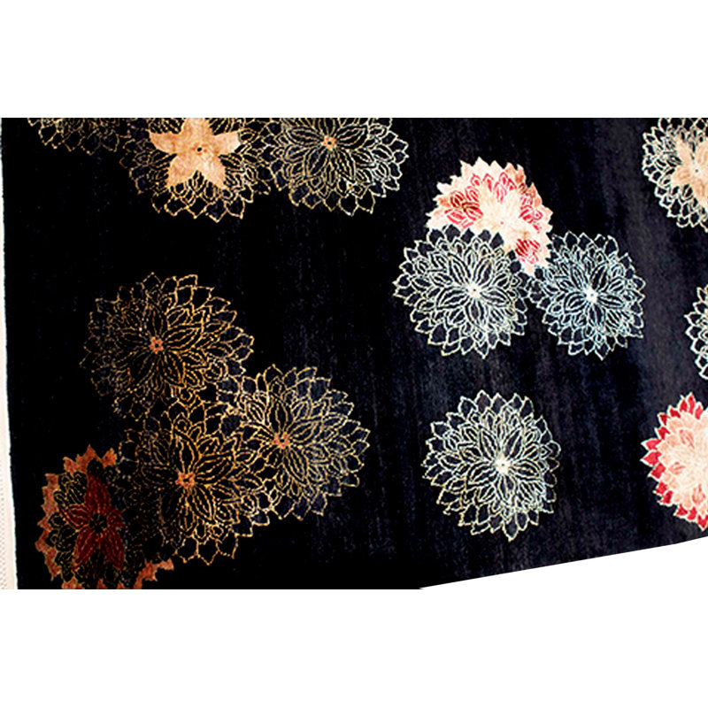 Hand Woven Silk and Wool Floral Area Rug