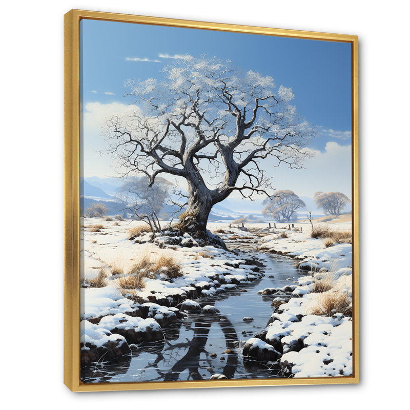 Loujain Tree Shades Of Stillness sur toile, H 32 po x l 24 po x P 1 po, Cadre flottant doré