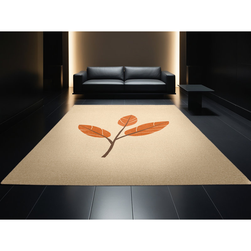 Soft Plush Feller Thanksgiving Modern & Contemporary Abstract Area Rug in Brown – Beige Binding, 8x10