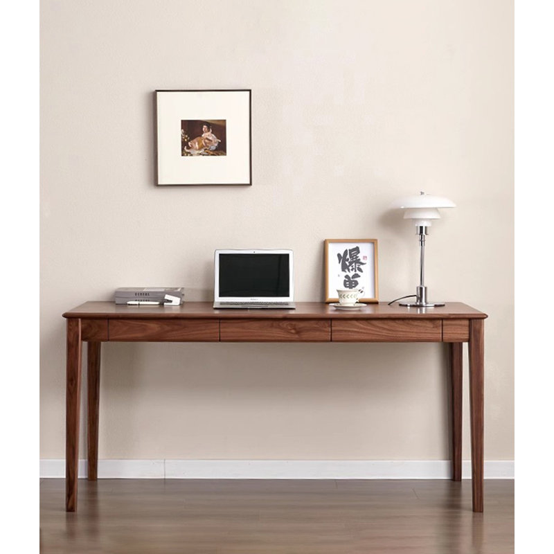 Bureau simple en bois massif avec tiroirs, 29.53" H x 62.99" W x 25.59" D