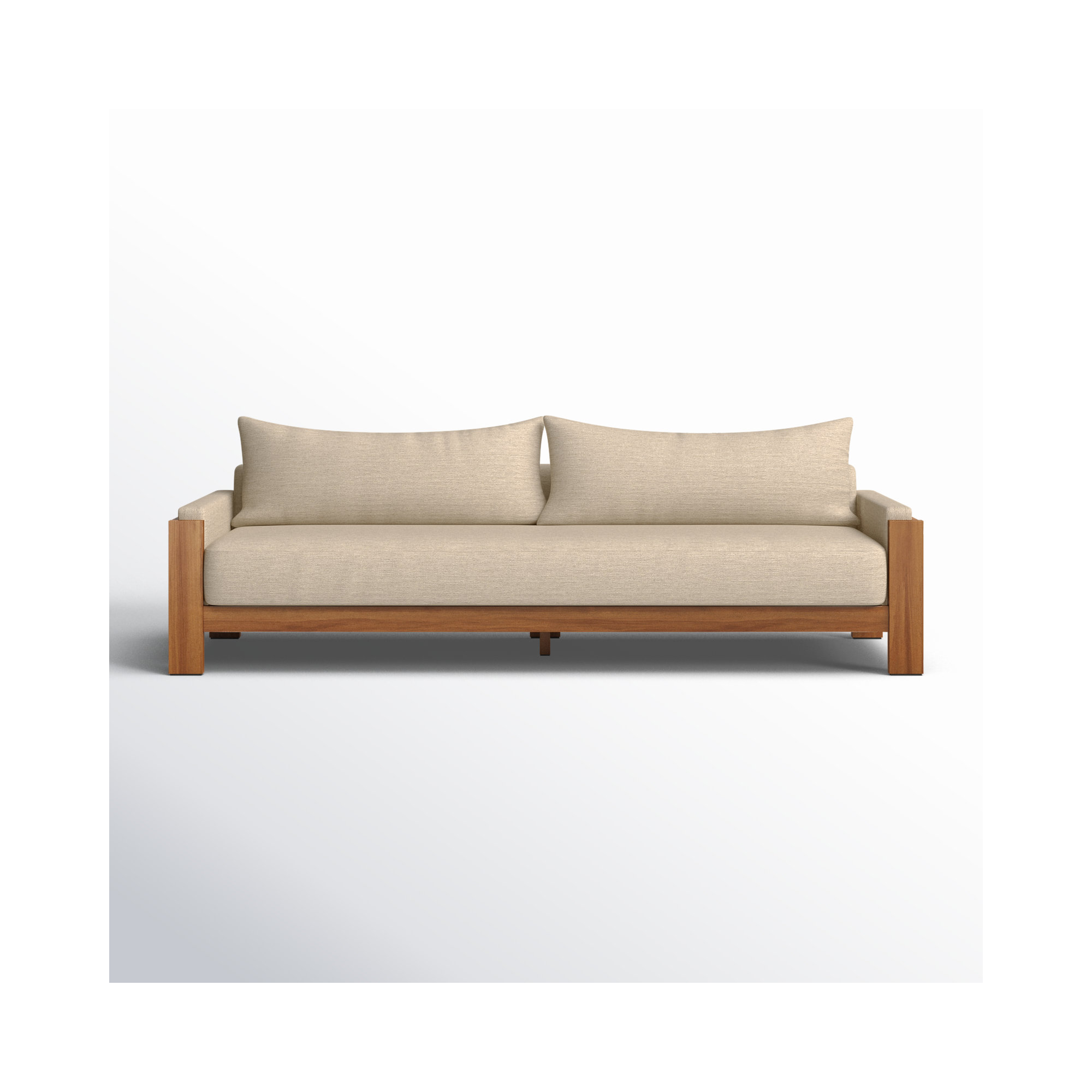 Nathanson 106'' Wide Straight Teak Patio Sofa with Cushions