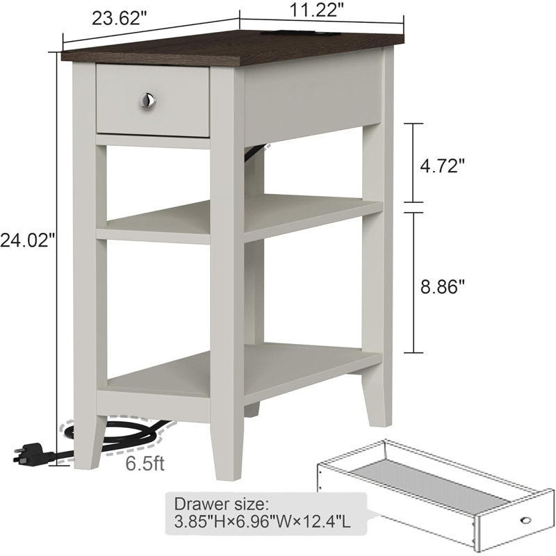 Yalimar End Table, Brown Top/White Base