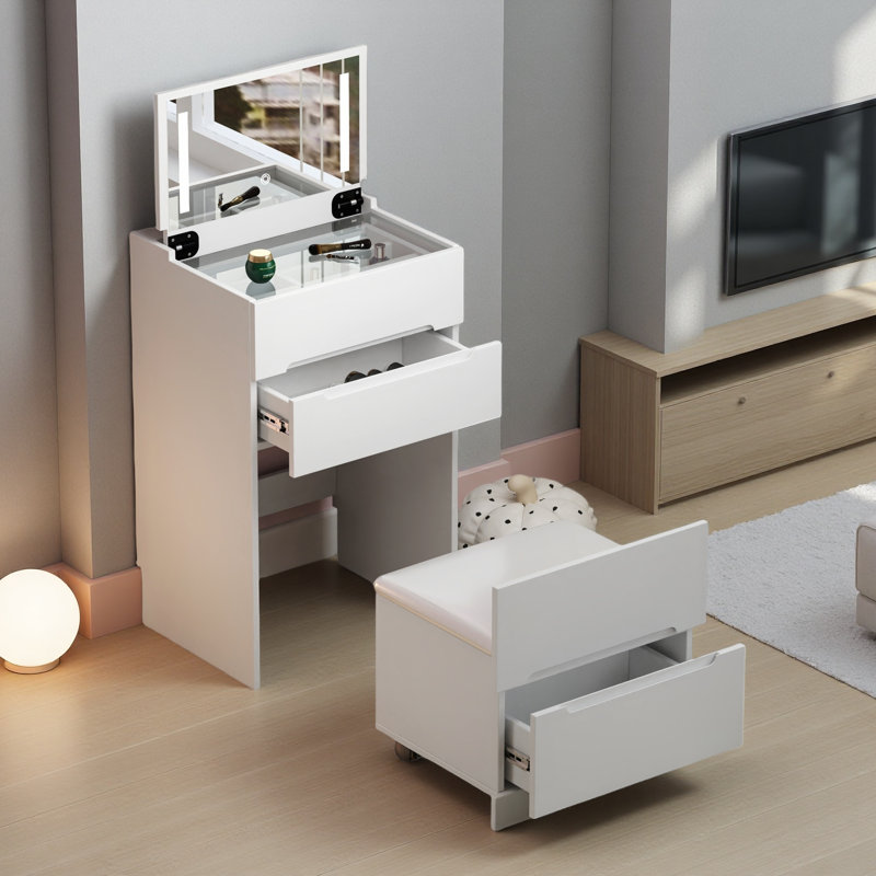 Bureau 3 en 1 avec miroir ouvert