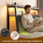 Lit plateforme moderne en bois et métal avec tête de lit rembourrée, éclairage DEL, station de recharge et rangement sous le lit-652386853-652386863