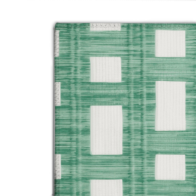 Checkered Green Indoor and Outdoor Area Rug