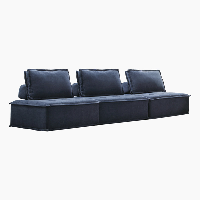 Aleron 126" Modern & Contemporary Modular Textured Loveseat with Superior High-Density Foam Comfort, Removable Bolster and Pillow Back
