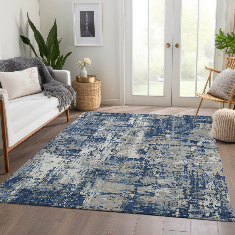 Tapis abstrait lavable à la machine de qualité supérieure Mayfield AMF1008, Rectangle 2 pi 6 po x 3 pi 10 po
