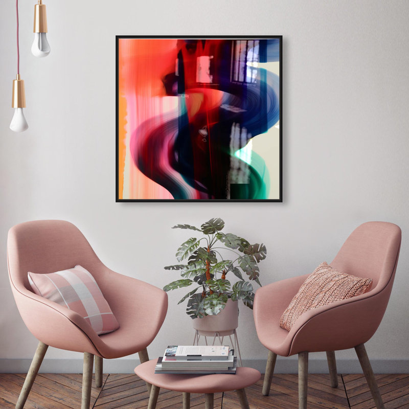 Oliver Gal Inked II Abstract - Hand-Applied Glass Coat Framed Canvas Art, Black, 24" H x 24" W