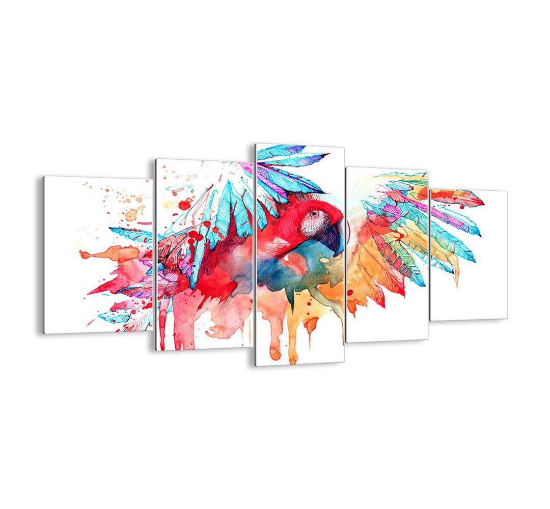 5-tlg. Glasbilder-Set Rainbow Parrot