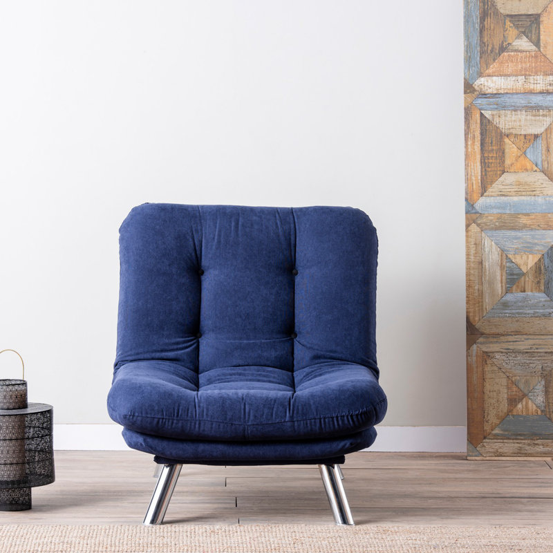 Fauteuil convertible capitonné l 34,65 po, Microfibre bleu marine