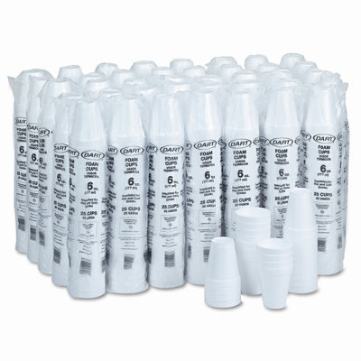 Boire des tasses de mousse, Six onces, blanc, 40 sacs de 25 par Carton