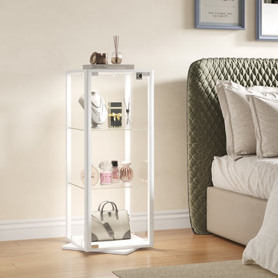 Vitrine rotative moderne en verre avec éclairage RVB contrôlé par application et vitrine à DEL
