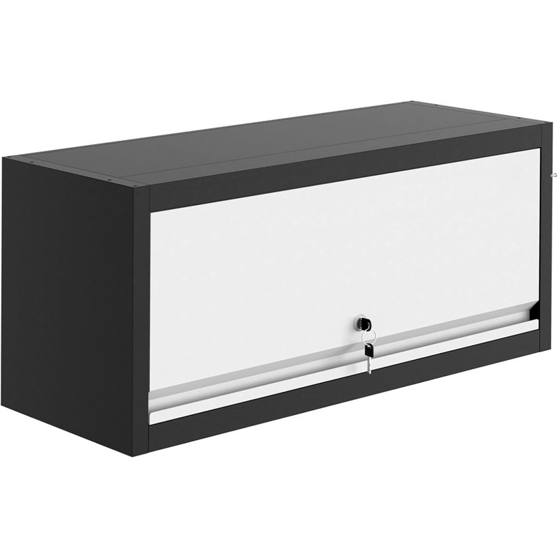 Rangement en acier robuste de 13,8 po x 30,3 po x 11,8 po avec serrure et porte rabattable hydraulique